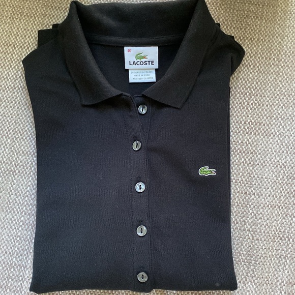 Lacoste Black Long Sleeve Slim Fit Pique Polo - Large - Picture 2 of 8